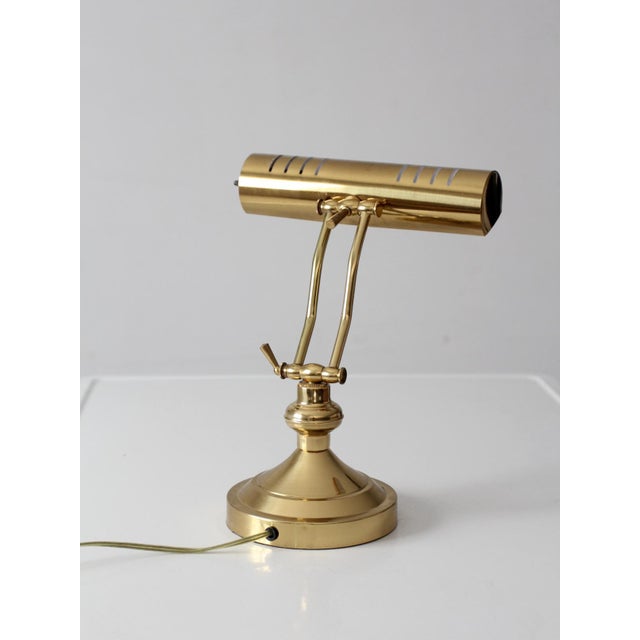 Vintage 1970s Brass Adjustable Banker’s Desk Lamp For Sale - Image 9 of 14