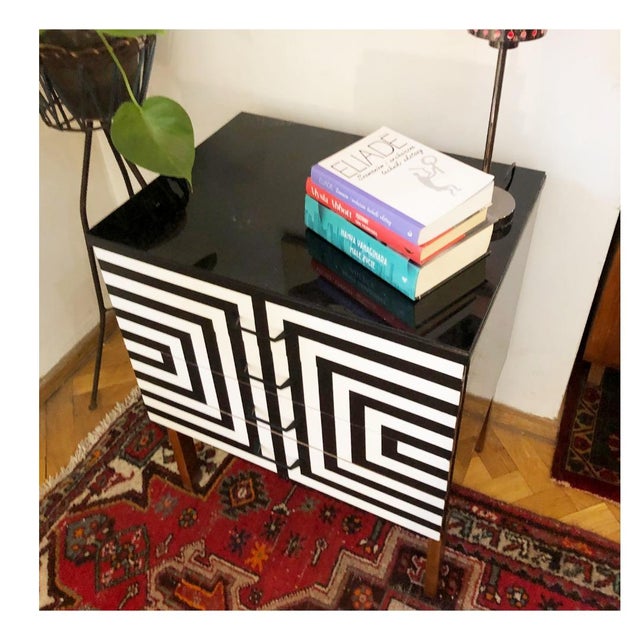 1970s Polish Chest of Drawers with Op Art Motif, 1970s For Sale - Image 5 of 11