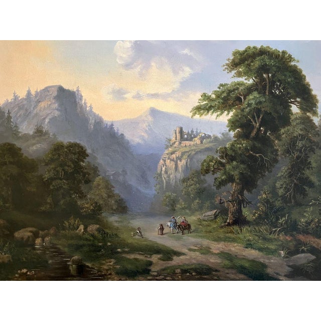 Loos, M., Romantic Landscape, 1874, Oil on Canvas, Framed For Sale - Image 4 of 10