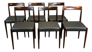 Chairs in Rosewood and Black Imitation Leather from Lübke, 1960s, Set of 6