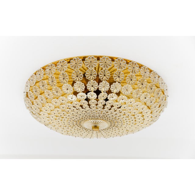 1960s Large Crystal Flower Flush Mount, Austria, 1960s For Sale - Image 5 of 11