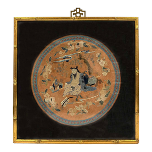 Framed Antique Chinese Qing Dynasty Embroidery 25lp007