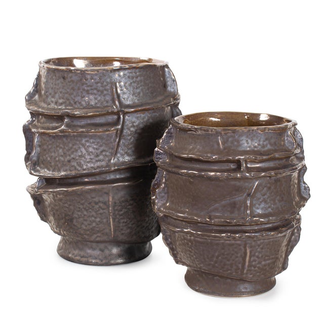 Gray Fossil Ridge Vase Small For Sale - Image 8 of 10