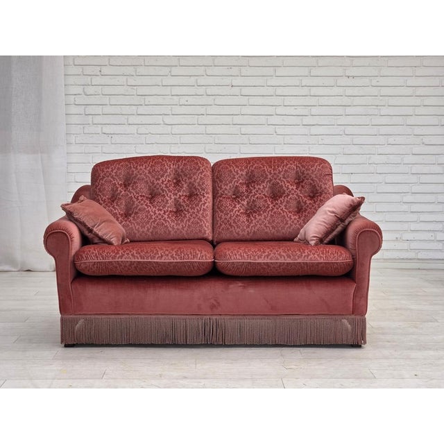 Scandinavian 2-Seater Sofa in Pink Furniture Velour, 1980s For Sale - Image 17 of 17
