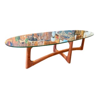 Vintage Mid Century Modern Adrian Pearsall Walnut Bow-Tie Glass Top Coffee Table For Sale