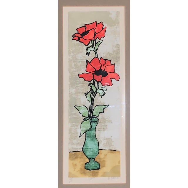 Abstract Abstract Flowers in Vase Lithograph by Merle Izard Signed, Numbered and Framed For Sale - Image 3 of 7