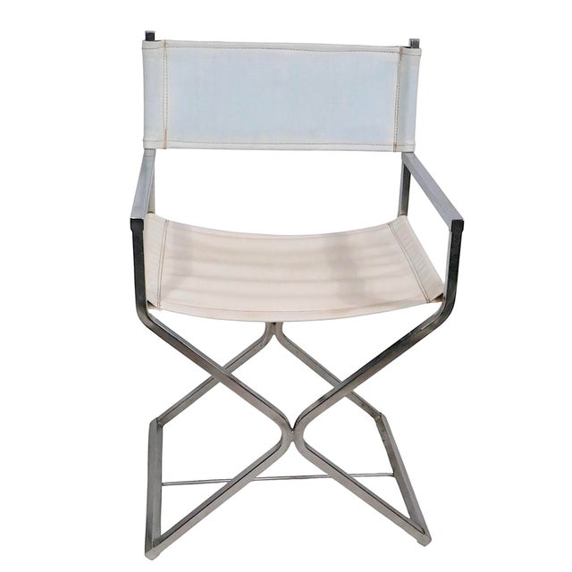 Mid 20th Century Mid 20th Century Hollywood Regency Chrome and Vinyl Directors Chairs In For Sale - Image 5 of 18