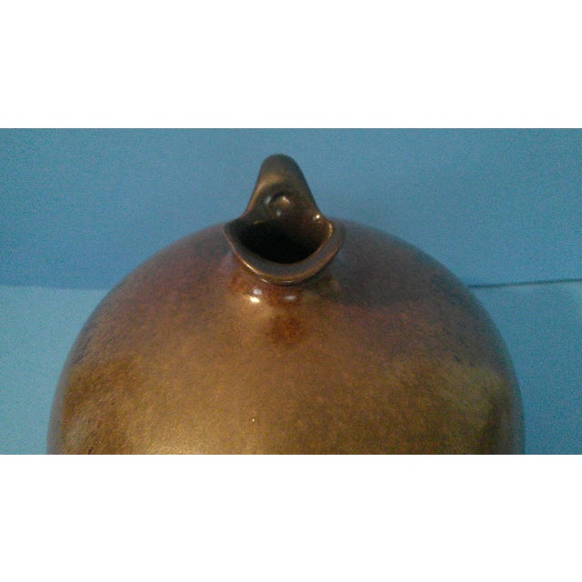 Brown Early 20th Century Vase/Jar/Pitcher Monochromatic Minimalist Aesthetic Style Earthenware Signed For Sale - Image 8 of 9