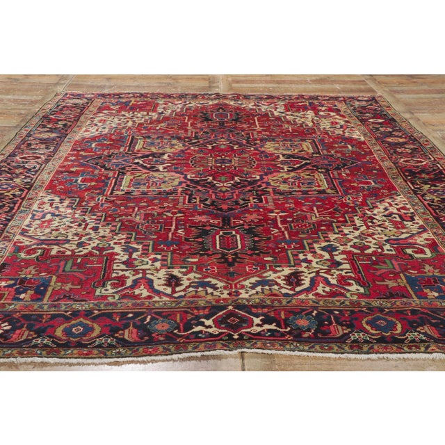 Textile Antique Persian Heriz Rug - 08'01 X 11'00 For Sale - Image 7 of 9