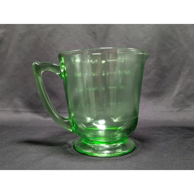 Vintage Depression Uranium Glass Footed Measuring Cup For Sale - Image 11 of 14