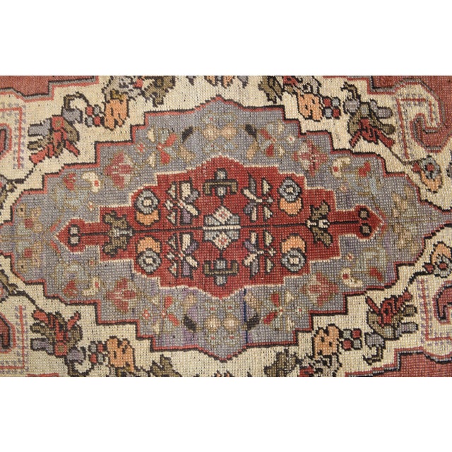 Red Vintage Turkish Oushak Handmade Wool Cotton Red Area Rug For Sale - Image 8 of 11