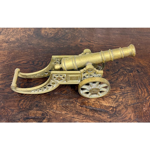 Vintage English Brass Minature Model Cannon & Carriage For Sale - Image 14 of 18