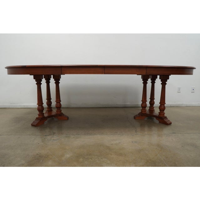 Vintage Tell City Early American Colonial Double Pedestal Extension Dining Table For Sale In Austin - Image 6 of 14
