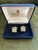 Wedgwood Vintage Wedgwood British Royal Gold Plate & Green Jasper Cufflinks OriginalCase For Sale - Image 4 of 18