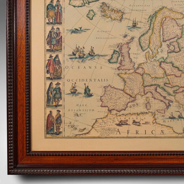 1970's Vintage Reproduction 17th Century Map of Europe For Sale - Image 6 of 10