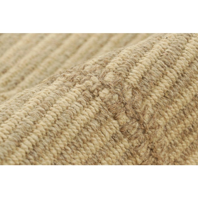 Textile Rug & Kilim’s Contemporary Kilim in Beige-Brown Textural Stripes For Sale - Image 7 of 8