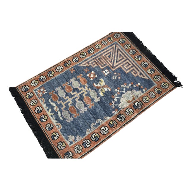 Rug & Kilim 2010s Rug & Kilim’s Khotan Inspired Rug in Brown & Blue Geometric Patterns For Sale - Image 4 of 8