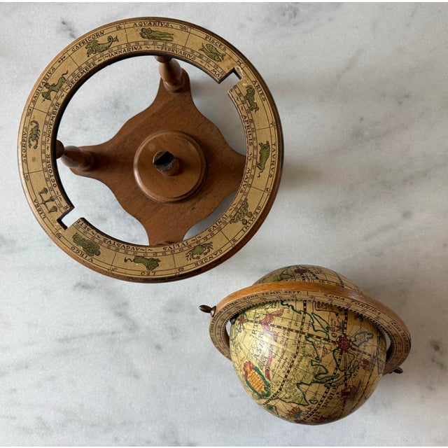 Tan Vintage Italian Wood Zodiac Globe For Sale - Image 8 of 11