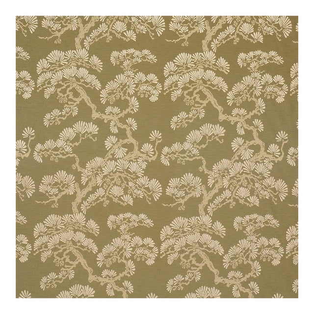 Sample - Schumacher Hinata Fabric In Olive For Sale