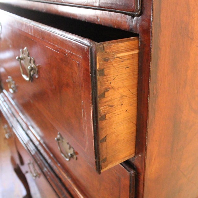 Early Georgian English Burl Walnut Highboy Chest on Stand For Sale - Image 10 of 17