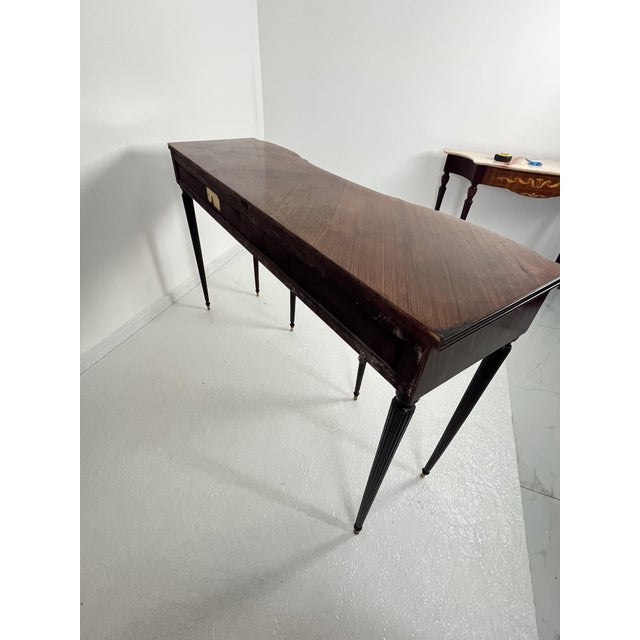 Mid-Century Italian Console Table with Brass Feet and Handles in the style of Paolo Buffa, 1960s For Sale - Image 10 of 14