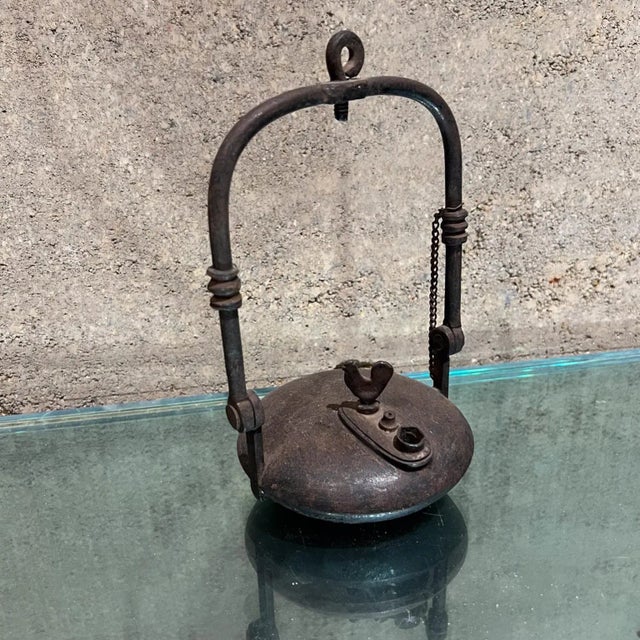 1800s French Cast Iron Betty Rooster Oil Lamp France For Sale - Image 4 of 9