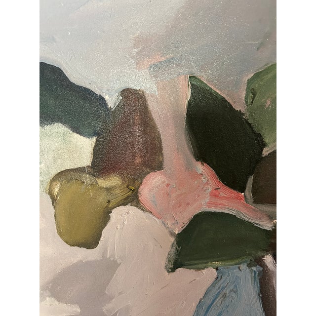Sky Blue 1980s Contemporary Marius Bosc 'Magdelena' Floral Still Life Painting For Sale - Image 8 of 9