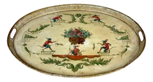 Regency Painted Tole Tray with Chinoiserie Decoration, English or French
