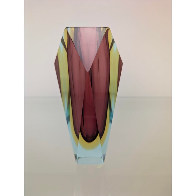 Pink Faceted Block Vase by Flavio Poli for Alessandro Mandruzzato, 1960s For Sale - Image 8 of 10