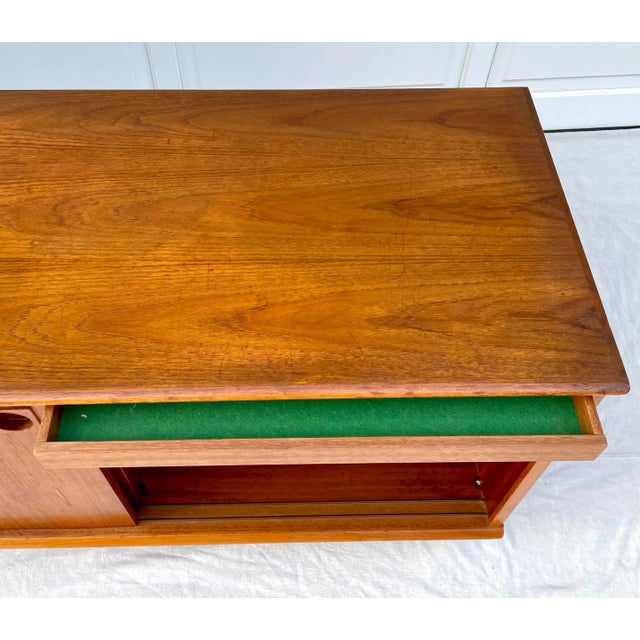 Brown Dyrlund Mid-Century Modern Danish Sliding Door Cabinet Sideboard For Sale - Image 8 of 13
