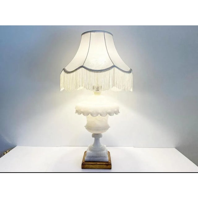 Italian Oversize Italian Alabaster Urn Lamp & Original Shade For Sale - Image 3 of 12