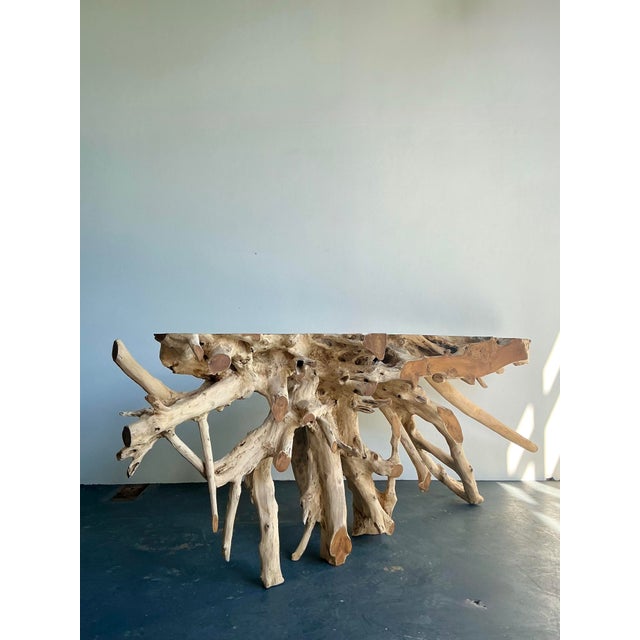 Vintage Boho Natural Root Console Table For Sale In West Palm - Image 6 of 10