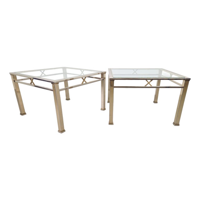 Coffee Table in Chrome and Brass from Fratelli Orsenigo, 1970s, Set of 2 For Sale