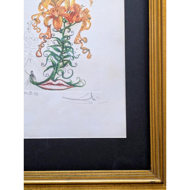 Salvador Dali, Tiger Lilies, 1972, Hand-Signed Original Etching in Colors, 1972 For Sale - Image 9 of 12