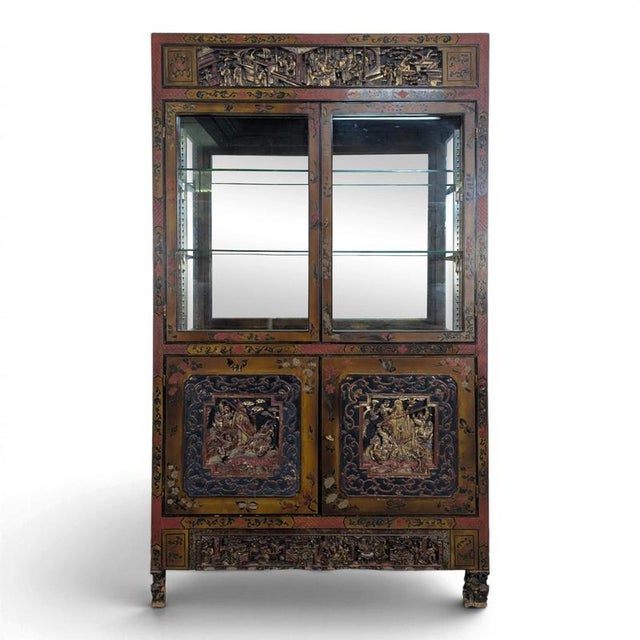 Chinese Richly Carved Display Cabinet, 1900s For Sale - Image 12 of 12