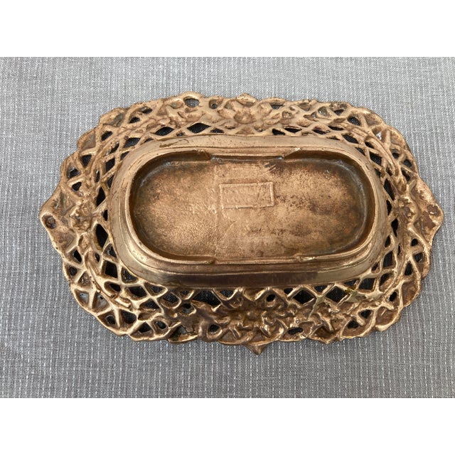 Antique Polished Bronze Reticulated Dish Catchall For Sale - Image 11 of 11