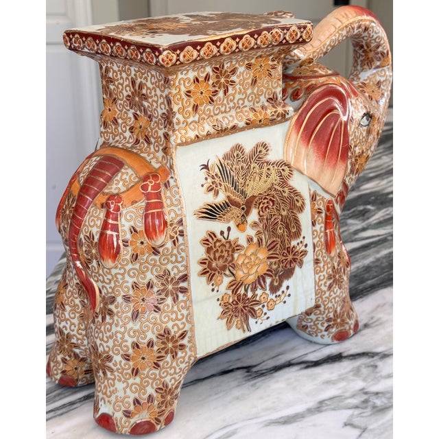 Amber Vintage Medium Scale Trunk Raised Elephant Plant Stand For Sale - Image 8 of 11