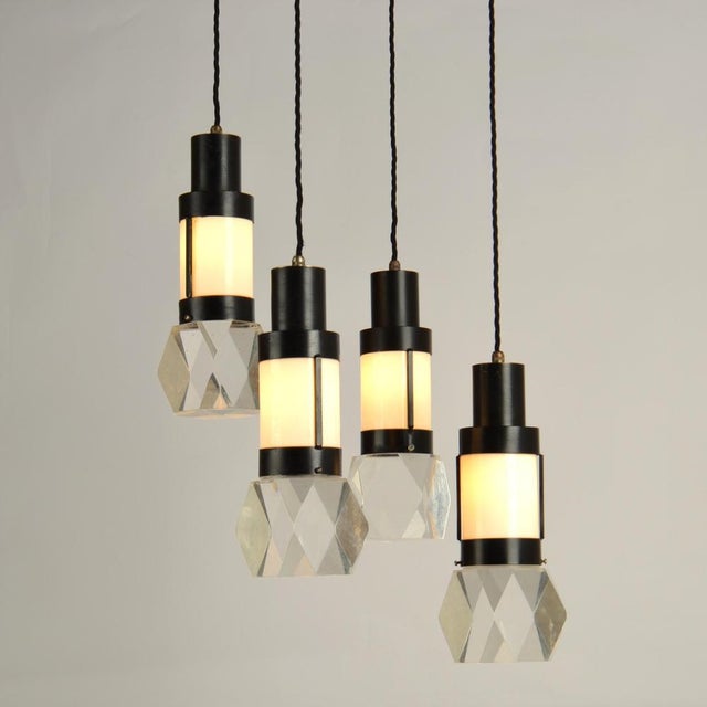 Hanging Light with Four Pendants by Gaetano Missaglia, 1970s For Sale - Image 4 of 16