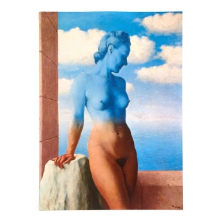 Rene Magritte Vintage 1974 Surrealist Authentic Lithograph Print " Black Magic - La Magie Noire " 1945 For Sale