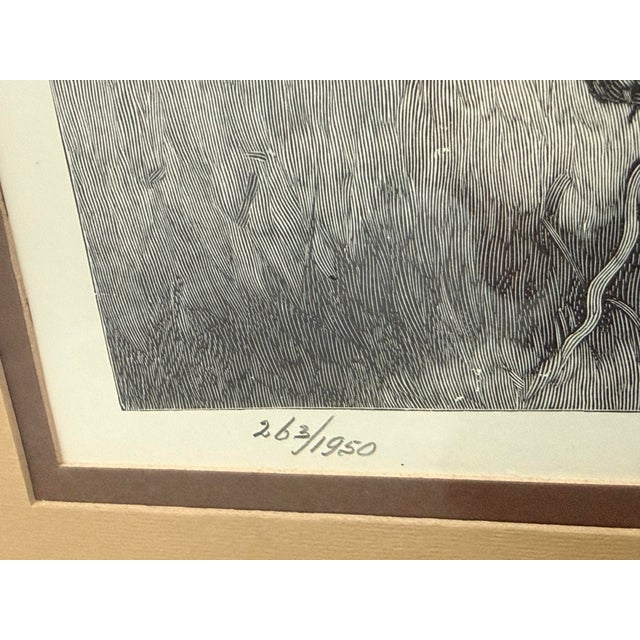 Plastic After Frederic Remington ‘Teaching a Mustang Pony to Pack Dead Game’, Limited 1975 Edition Wood Engraving Pulled From Original 1890 Wood Block For Sale - Image 7 of 12
