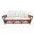 Vintage Palecek President's Sofa Red Rattan White Cushions Patio Sofa For Sale