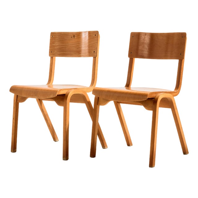 Stackable Beech Chair, 1960s For Sale