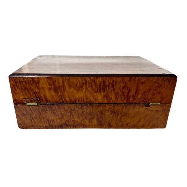 Antique English Victorian Burl Wood Traveling Writing Slope / Lap Desk For Sale - Image 10 of 11