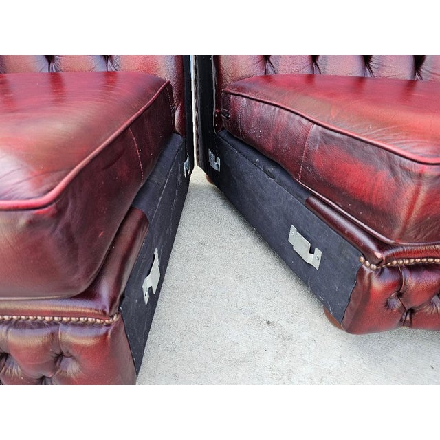 English Leather Chesterfield Sectional Sofa For Sale - Image 16 of 18