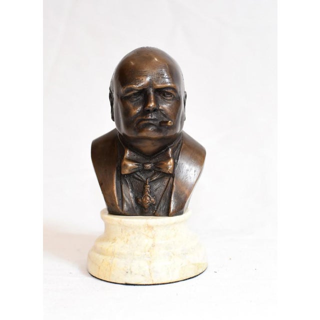 Brown Bronze Winston Churchill Bust For Sale - Image 8 of 8
