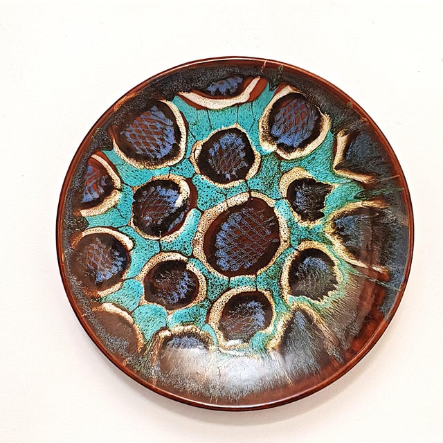 Ceramic Mid-Century Modern Glazed Ceramic Decorative Plate, 1950s For Sale - Image 7 of 8