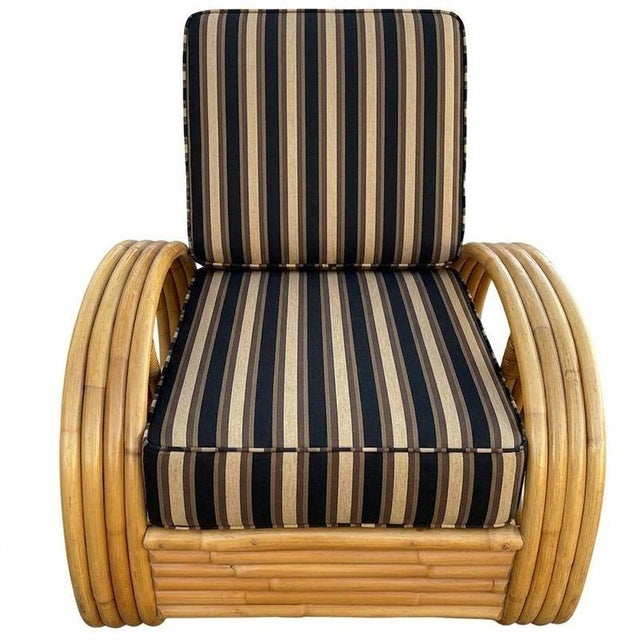 Tan Restored MCM 3/4 Pretzel Rattan Sectional Sofa & Recliner Chair Living Room Set For Sale - Image 8 of 9