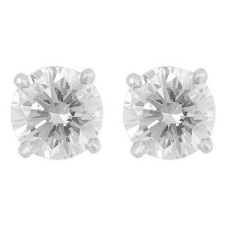 Vintage 1.20 Carat Diamond Platinum Stud Earrings, A Pair For Sale