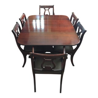 Dining Table & Lyre Back Chair Set For Sale