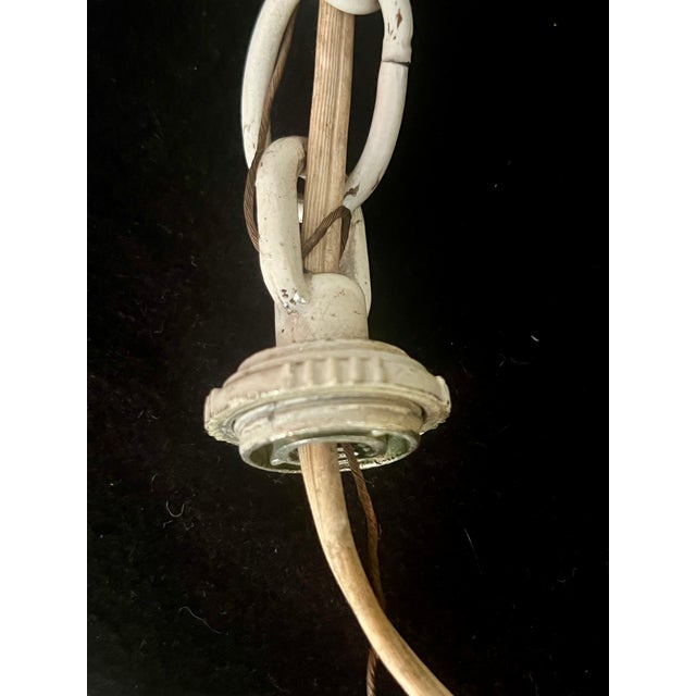 Vintage Tole Six-Arm Chandelier With Roses & Leaves For Sale - Image 14 of 16